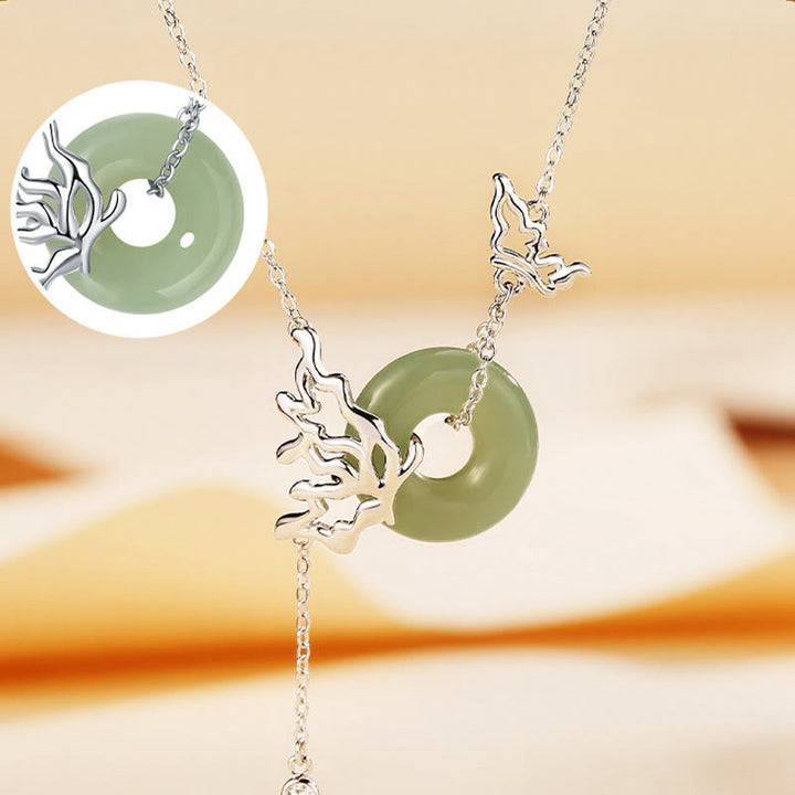 Buddha Stones Colgante de plata de ley 925 con forma de mariposa y hebilla de paz de jade hetiano natural - image 2