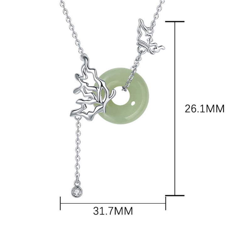 Buddha Stones Colgante de plata de ley 925 con forma de mariposa y hebilla de paz de jade hetiano natural - image 4