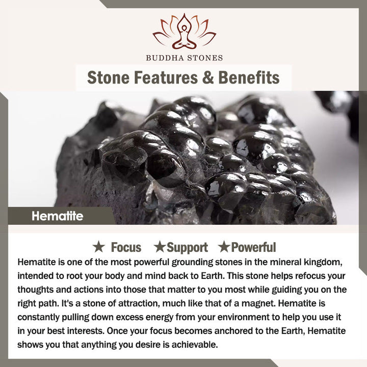 Pulsera de cuero con cuentas de hematita, lazurita, ónix negro y piedra de lava de ojo de tigre de Buddha Stones