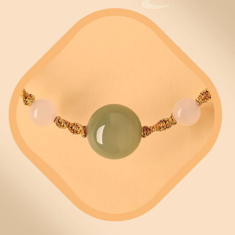 Pulsera trenzada de la suerte con cuentas de ágata roja, ónix negro y jade hetiano de Buddha Stones