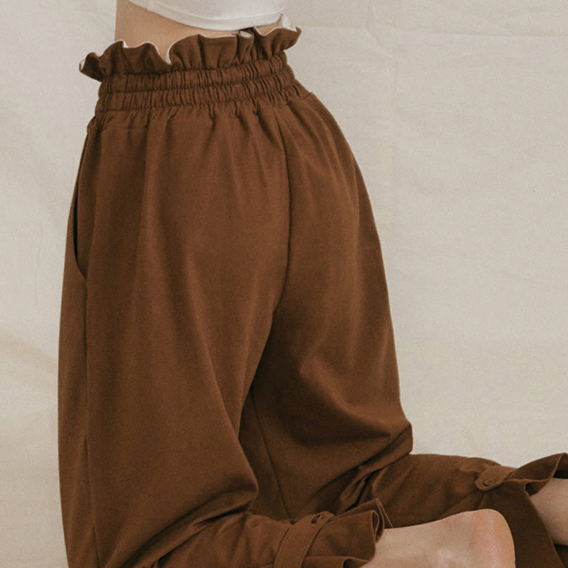 Pantalones holgados de licra con hebillas informales y bolsillos para mujer con Buddha Stones - image 7