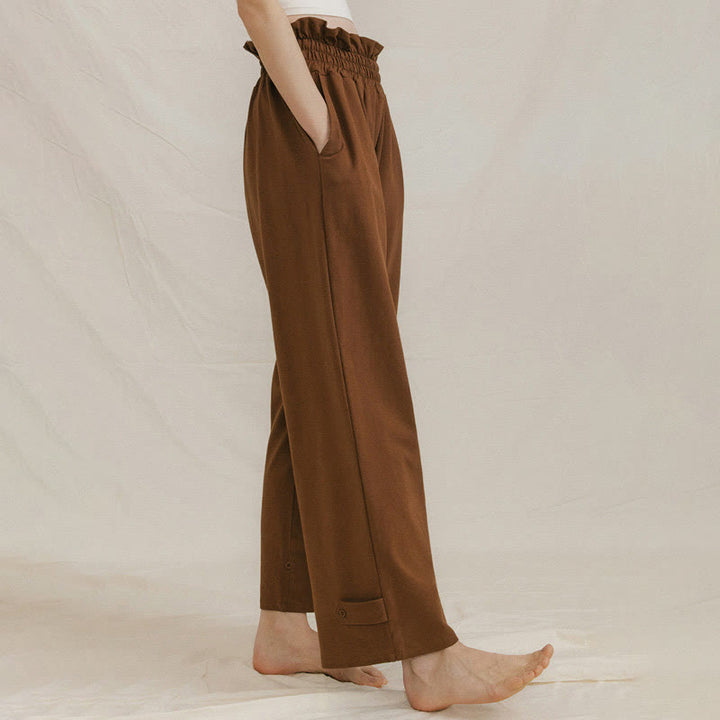 Pantalones holgados de licra con hebillas informales y bolsillos para mujer con Buddha Stones - image 4