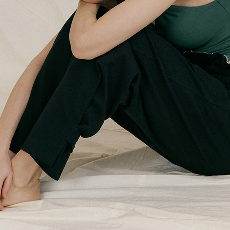 Pantalones holgados de licra con hebillas informales y bolsillos para mujer con Buddha Stones - image 13