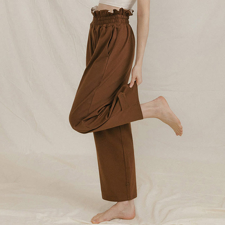 Pantalones holgados de licra con hebillas informales y bolsillos para mujer con Buddha Stones - image 5