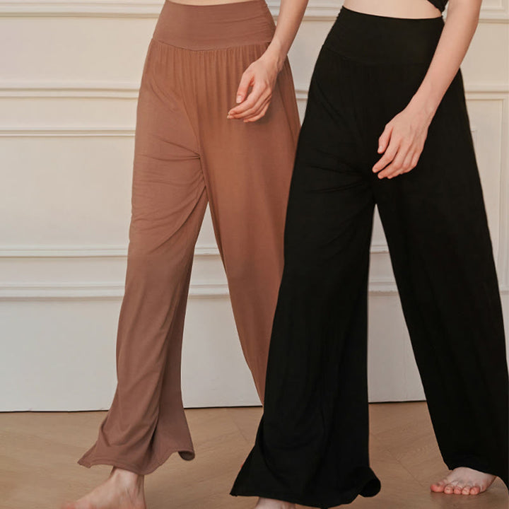 Pantalones anchos de algodón elásticos de cintura alta para mujer con Buddha Stones - image 15