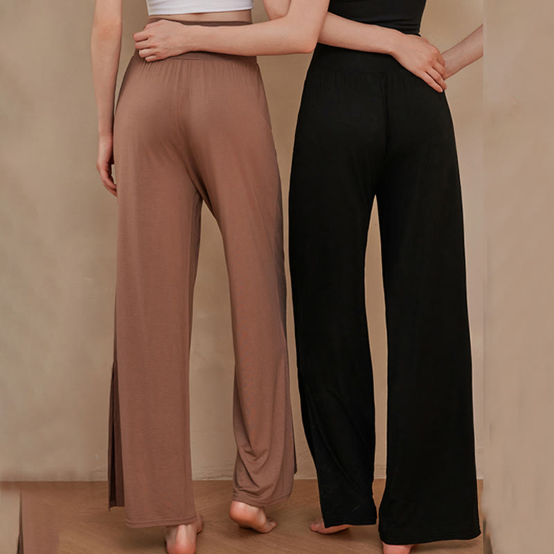 Pantalones anchos de algodón elásticos de cintura alta para mujer con Buddha Stones - image 16