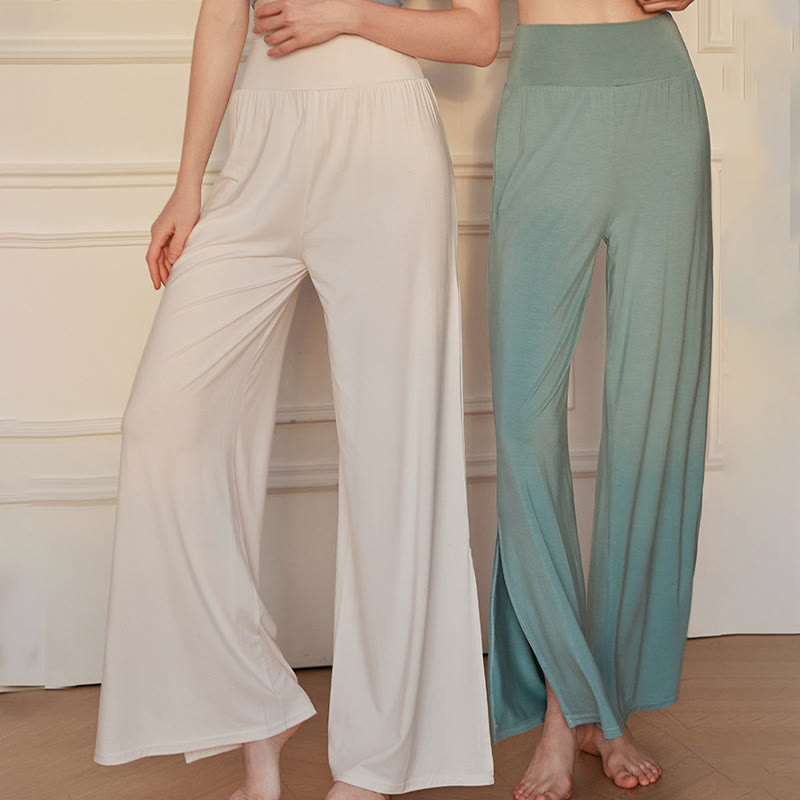 Pantalones anchos de algodón elásticos de cintura alta para mujer con Buddha Stones - image 11
