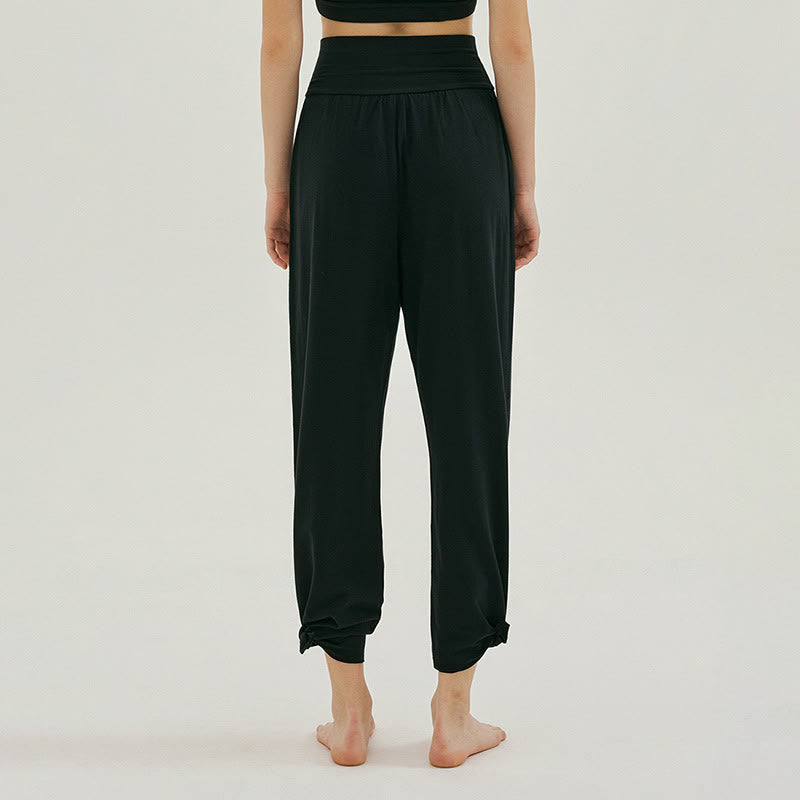 Pantalones Leica de cintura alta para mujer, informales, holgados, con bolsillos y dobladillo anudado, con Buddha Stones - image 9