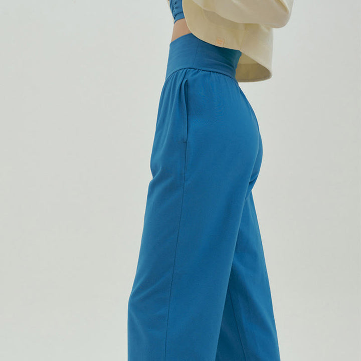 Pantalones Leica de cintura alta para mujer, informales, holgados, con bolsillos y dobladillo anudado, con Buddha Stones - image 51