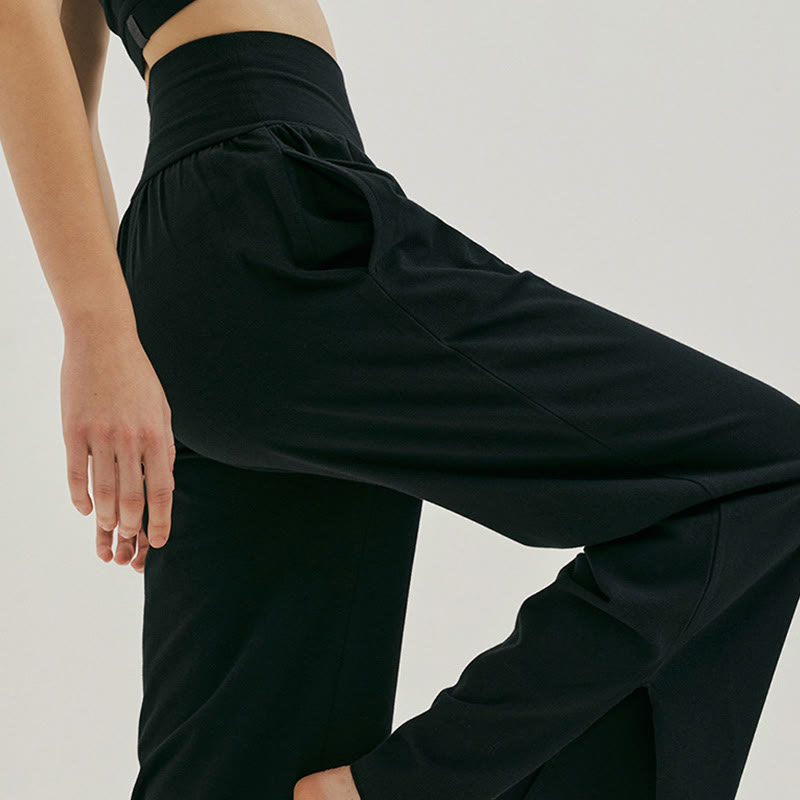 Pantalones Leica de cintura alta para mujer, informales, holgados, con bolsillos y dobladillo anudado, con Buddha Stones - image 11