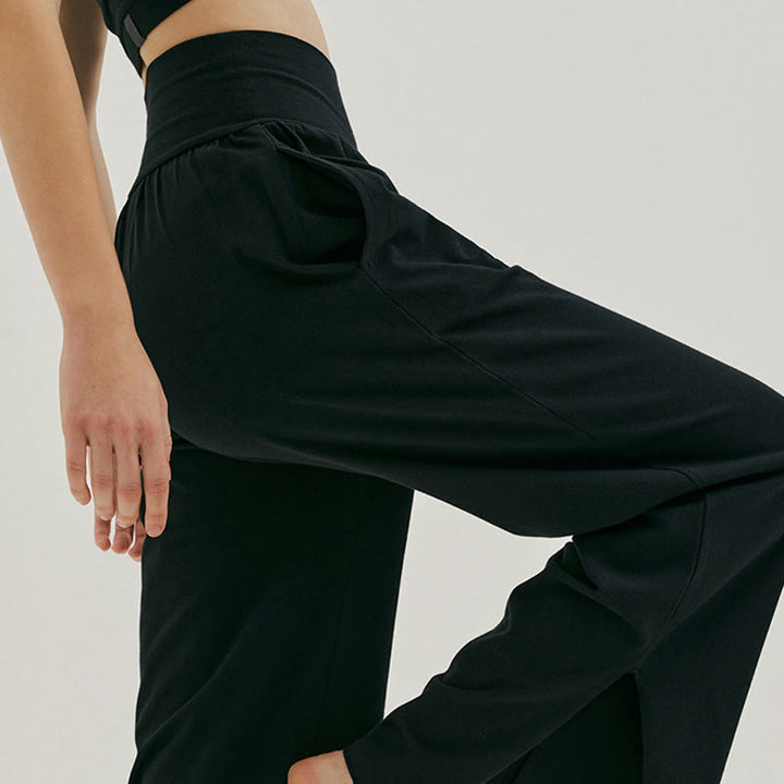 Pantalones Leica de cintura alta para mujer, informales, holgados, con bolsillos y dobladillo anudado, con Buddha Stones - image 11