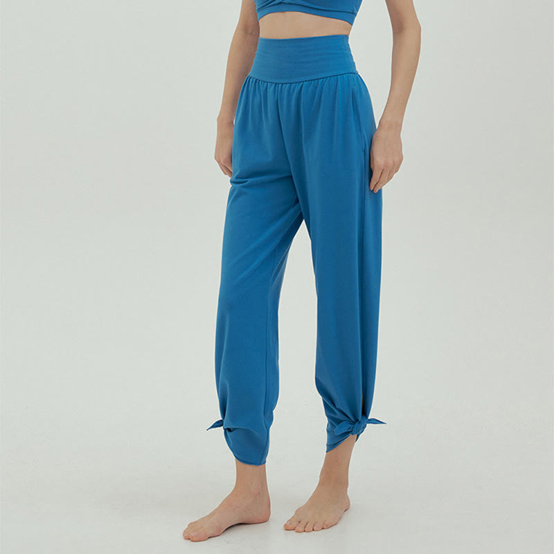 Pantalones Leica de cintura alta para mujer, informales, holgados, con bolsillos y dobladillo anudado, con Buddha Stones - image 48