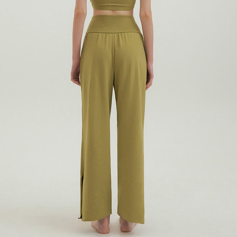 Pantalones Leica de cintura alta para mujer, informales, holgados, con bolsillos y dobladillo anudado, con Buddha Stones - image 40