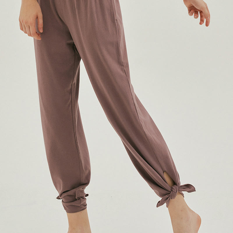 Pantalones Leica de cintura alta para mujer, informales, holgados, con bolsillos y dobladillo anudado, con Buddha Stones - image 32