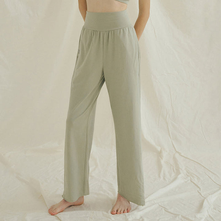 Pantalones Leica de cintura alta para mujer, informales, holgados, con bolsillos y dobladillo anudado, con Buddha Stones - image 1