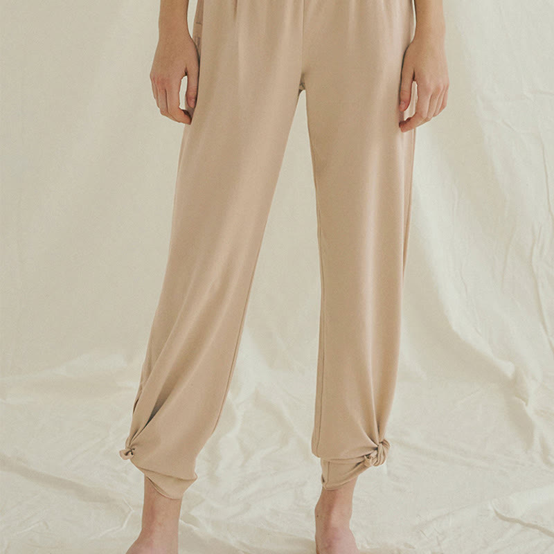 Pantalones Leica de cintura alta para mujer, informales, holgados, con bolsillos y dobladillo anudado, con Buddha Stones - image 22