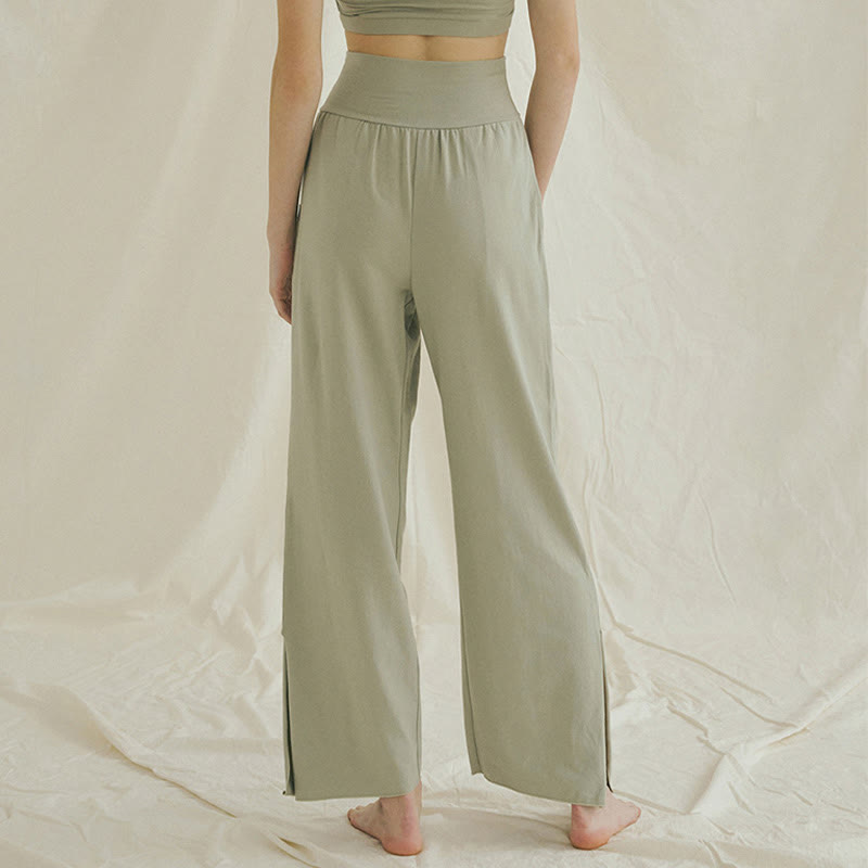 Pantalones Leica de cintura alta para mujer, informales, holgados, con bolsillos y dobladillo anudado, con Buddha Stones - image 2