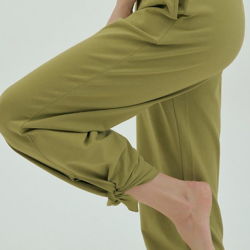 Pantalones Leica de cintura alta para mujer, informales, holgados, con bolsillos y dobladillo anudado, con Buddha Stones - image 38
