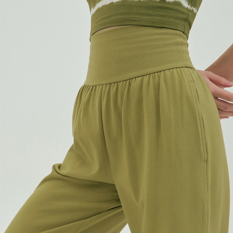 Pantalones Leica de cintura alta para mujer, informales, holgados, con bolsillos y dobladillo anudado, con Buddha Stones - image 39