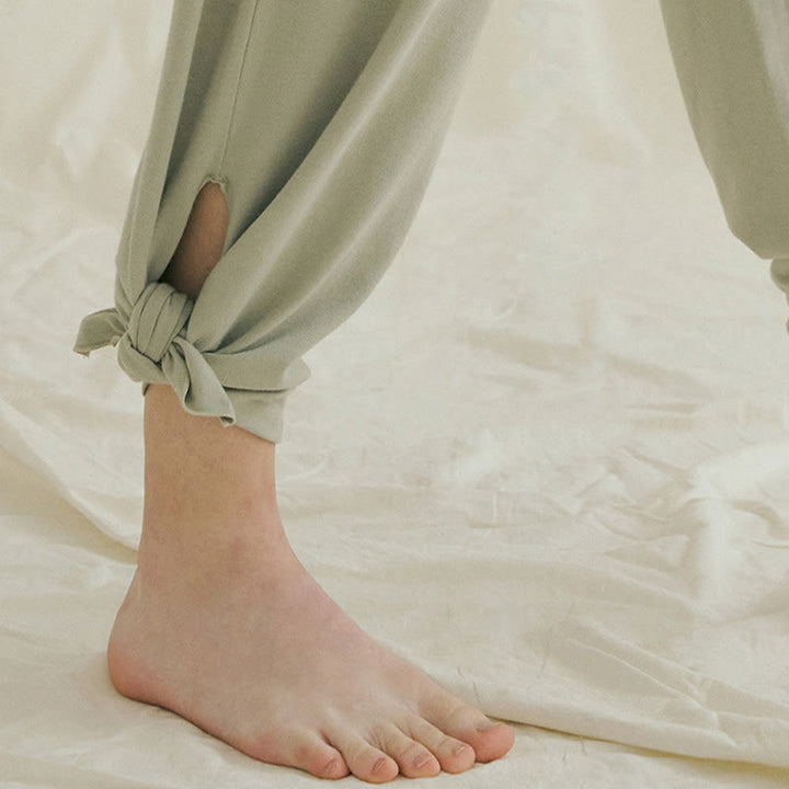 Pantalones Leica de cintura alta para mujer, informales, holgados, con bolsillos y dobladillo anudado, con Buddha Stones - image 7