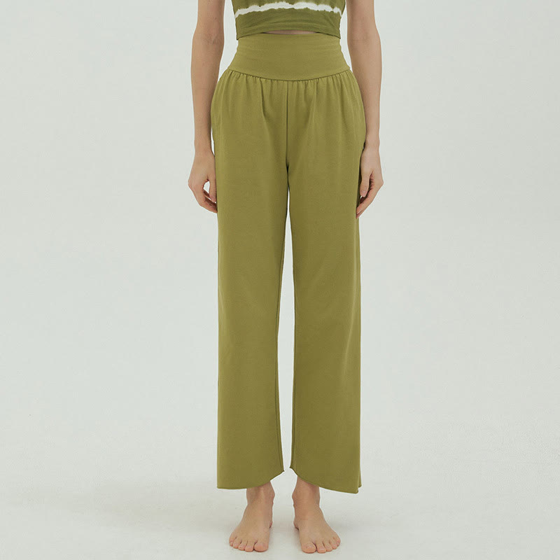 Pantalones Leica de cintura alta para mujer, informales, holgados, con bolsillos y dobladillo anudado, con Buddha Stones - image 42