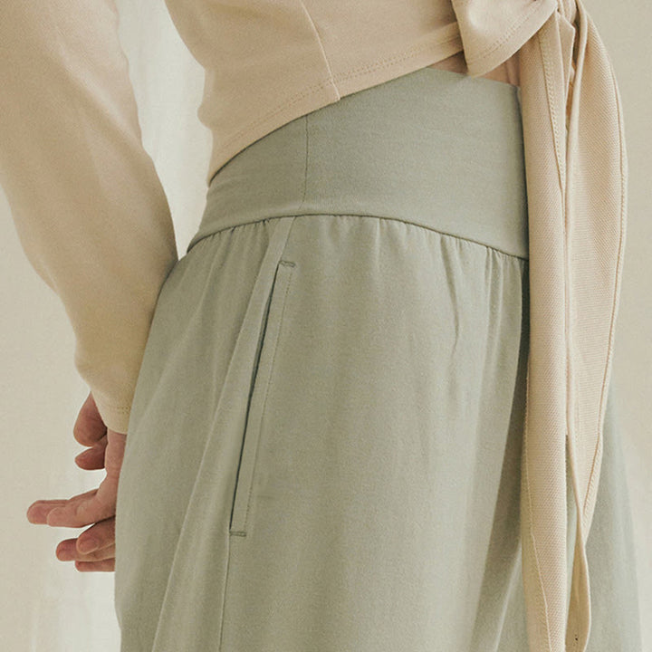 Pantalones Leica de cintura alta para mujer, informales, holgados, con bolsillos y dobladillo anudado, con Buddha Stones - image 5