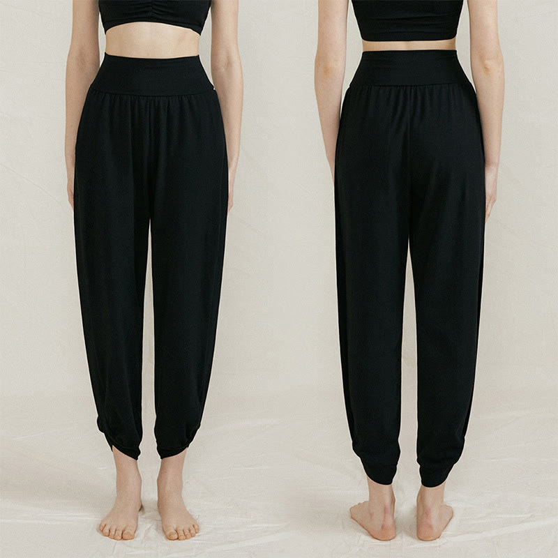 Pantalones casuales de algodón con cintura alta, pliegues laterales, secado rápido y bolsillos para mujer de Buddha Stones - image 14