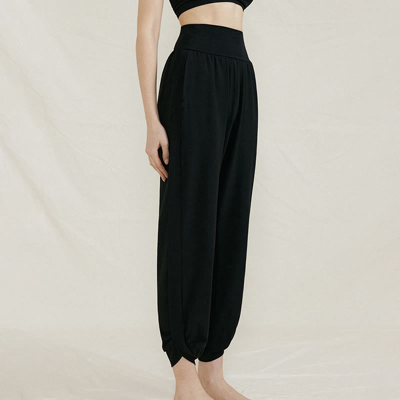 Pantalones casuales de algodón con cintura alta, pliegues laterales, secado rápido y bolsillos para mujer de Buddha Stones - image 16