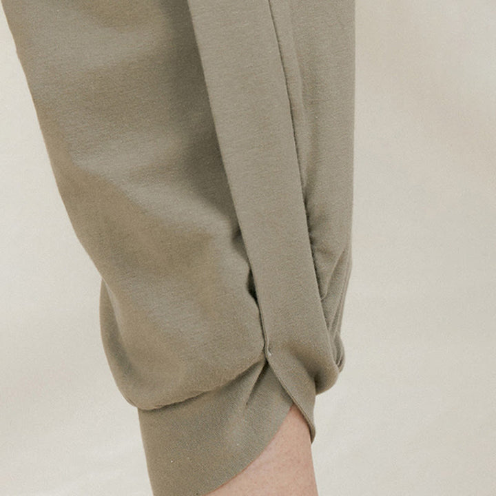 Pantalones casuales de algodón con cintura alta, pliegues laterales, secado rápido y bolsillos para mujer de Buddha Stones - image 10