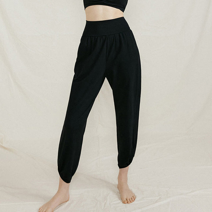 Pantalones casuales de algodón con cintura alta, pliegues laterales, secado rápido y bolsillos para mujer de Buddha Stones - image 17