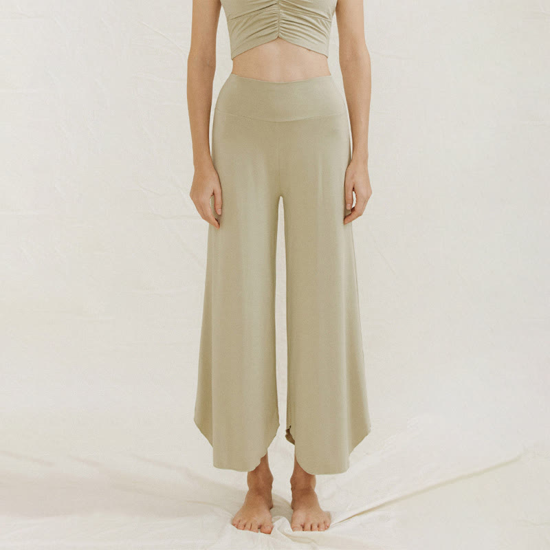Pantalones de pierna ancha Leica para mujer con dobladillo geométrico irregular y holgado informal con Buddha Stones - Verde mar oscuro - US4，UK/AU8，EU36 (L) - image 11
