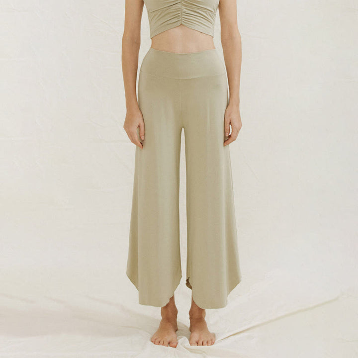 Pantalones de pierna ancha Leica para mujer con dobladillo geométrico irregular y holgado informal con Buddha Stones - Verde mar oscuro - US4，UK/AU8，EU36 (L) - image 11