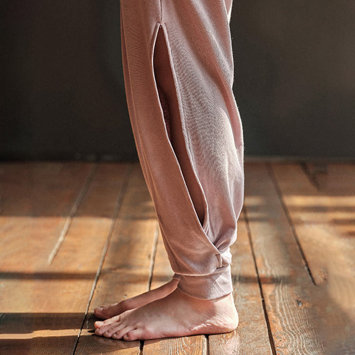 Pantalones casuales de licra con dobladillo con abertura y rosca para mujer con bolsillos y Buddha Stones - image 6