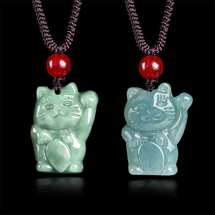 Collar con colgante de jade y gato de la suerte con Buddha Stones - image 11