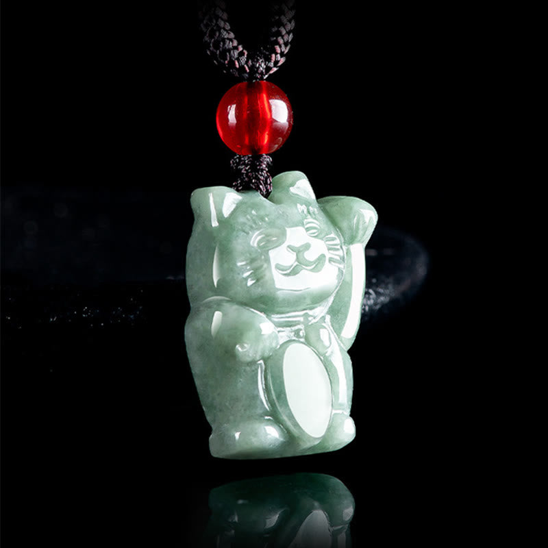 Collar con colgante de jade y gato de la suerte con Buddha Stones - image 2