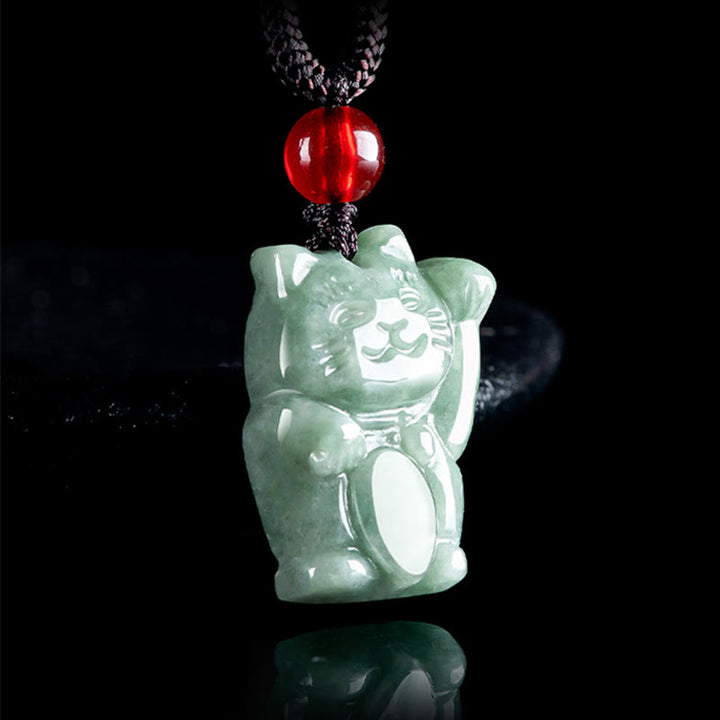 Collar con colgante de jade y gato de la suerte con Buddha Stones - image 2