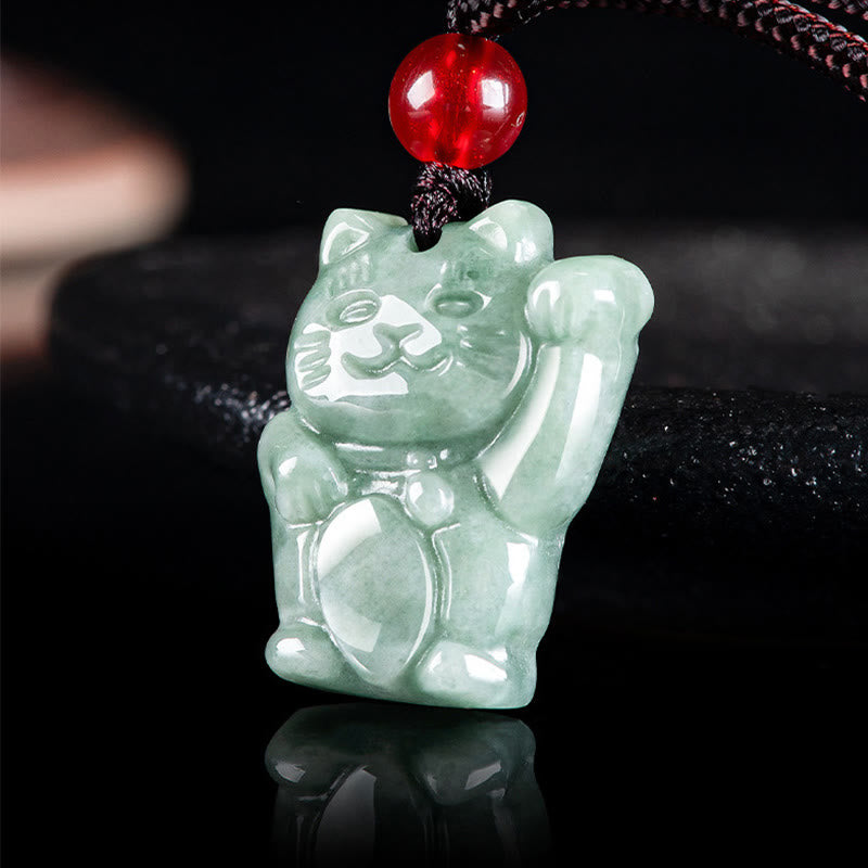Collar con colgante de jade y gato de la suerte con Buddha Stones - image 3
