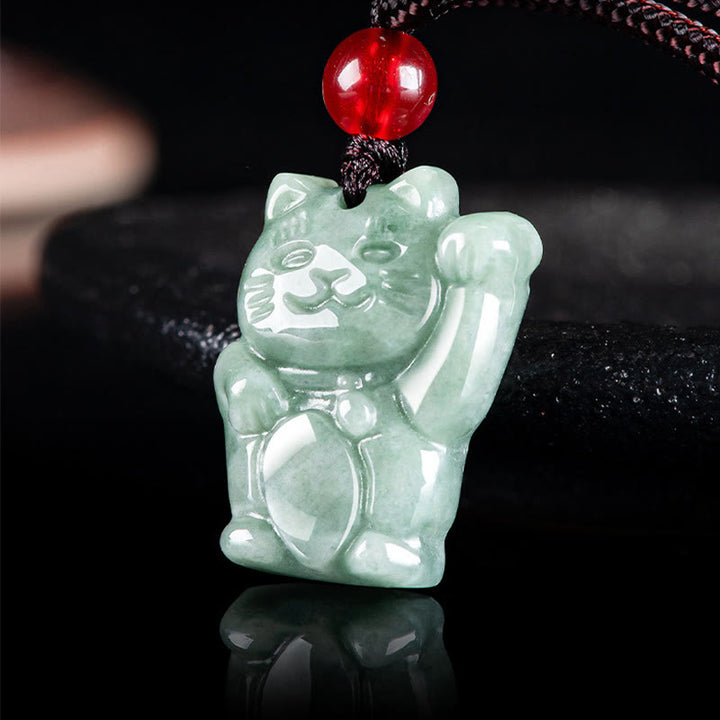 Collar con colgante de jade y gato de la suerte con Buddha Stones - image 3