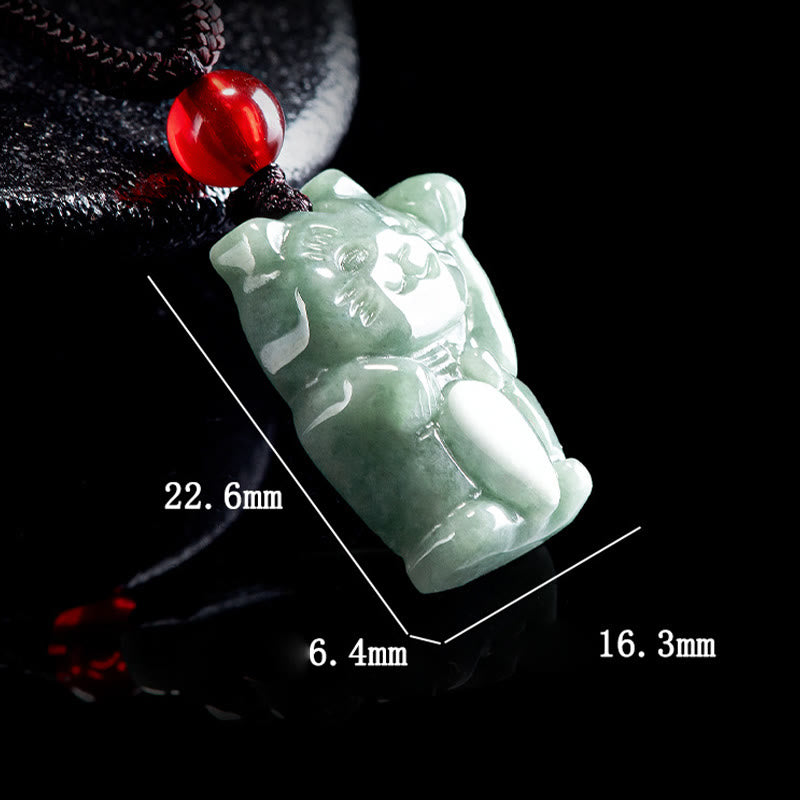 Collar con colgante de jade y gato de la suerte con Buddha Stones - image 6