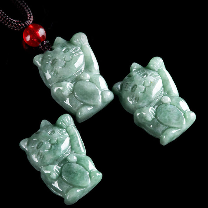 Collar con colgante de jade y gato de la suerte con Buddha Stones - image 12