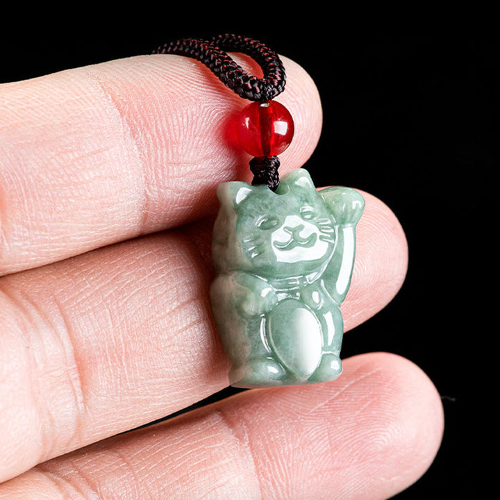 Collar con colgante de jade y gato de la suerte con Buddha Stones - image 5