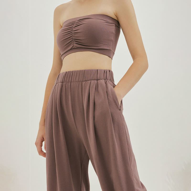 Pantalones harén Leica holgados, informales, transpirables y con bolsillos para mujer de Buddha Stones - image 25