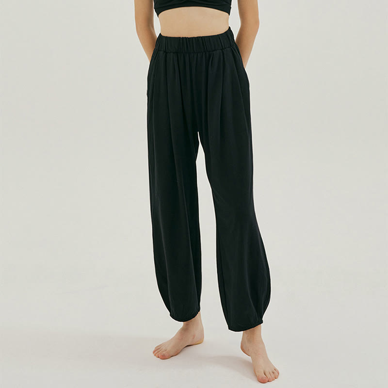 Pantalones harén Leica holgados, informales, transpirables y con bolsillos para mujer de Buddha Stones - Negro - US4，UK/AU8，EU36 (L) - image 7