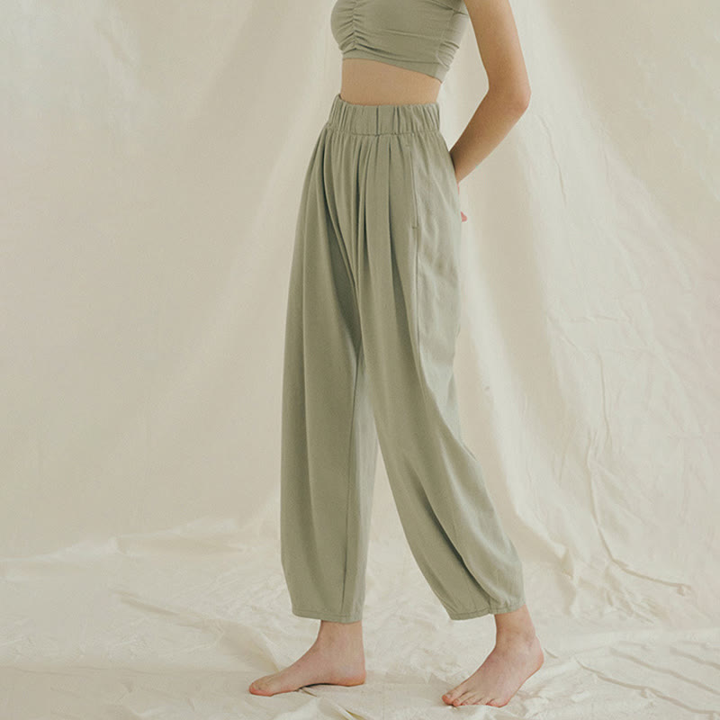 Pantalones harén Leica holgados, informales, transpirables y con bolsillos para mujer de Buddha Stones - image 14