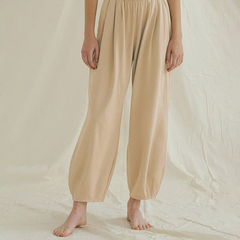 Pantalones harén Leica holgados, informales, transpirables y con bolsillos para mujer de Buddha Stones - Trigo - US4，UK/AU8，EU36 (L) - image 0