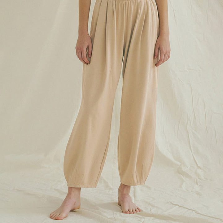Pantalones harén Leica holgados, informales, transpirables y con bolsillos para mujer de Buddha Stones - Trigo - US4，UK/AU8，EU36 (L) - image 0