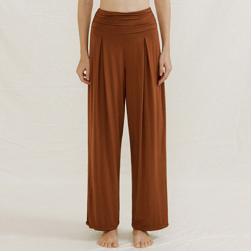 Pantalones de pierna ancha Leica para mujer, holgados, de talle alto y estilo casual con Buddha Stones - Tierra de siena - US6, UK/AU10, EU38 (L) - image 0