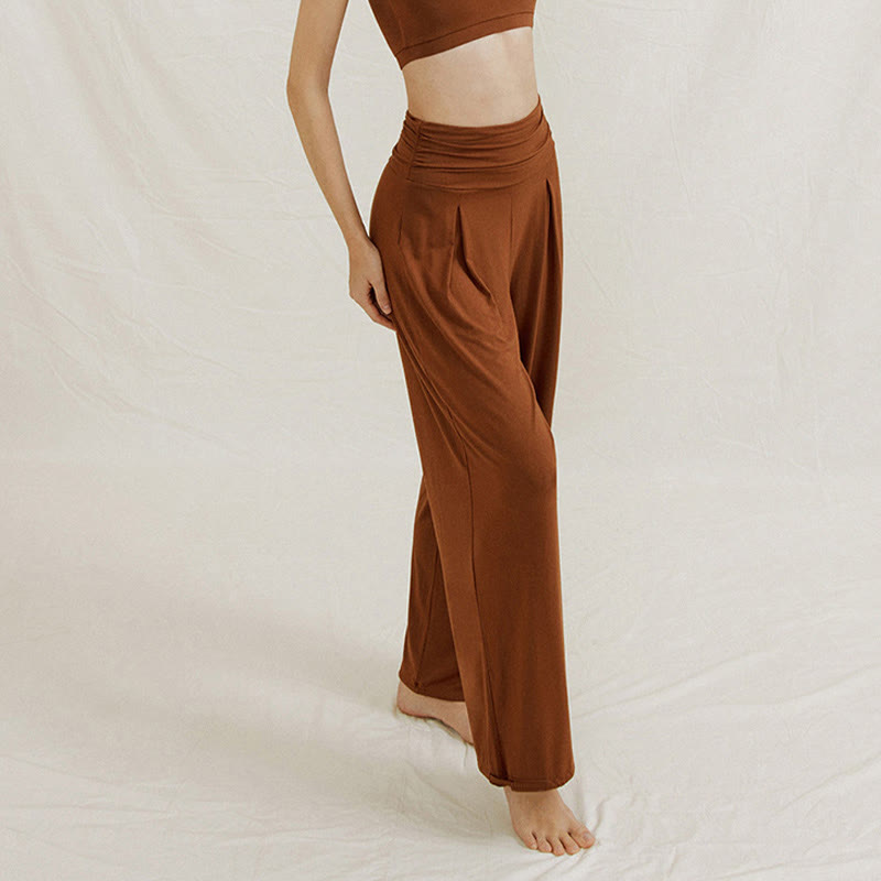 Pantalones de pierna ancha Leica para mujer, holgados, de talle alto y estilo casual con Buddha Stones - image 7
