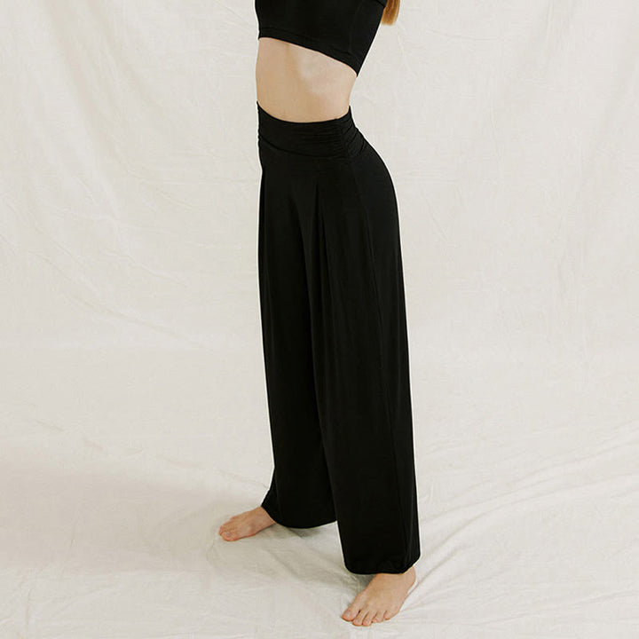 Pantalones de pierna ancha Leica para mujer, holgados, de talle alto y estilo casual con Buddha Stones - image 19