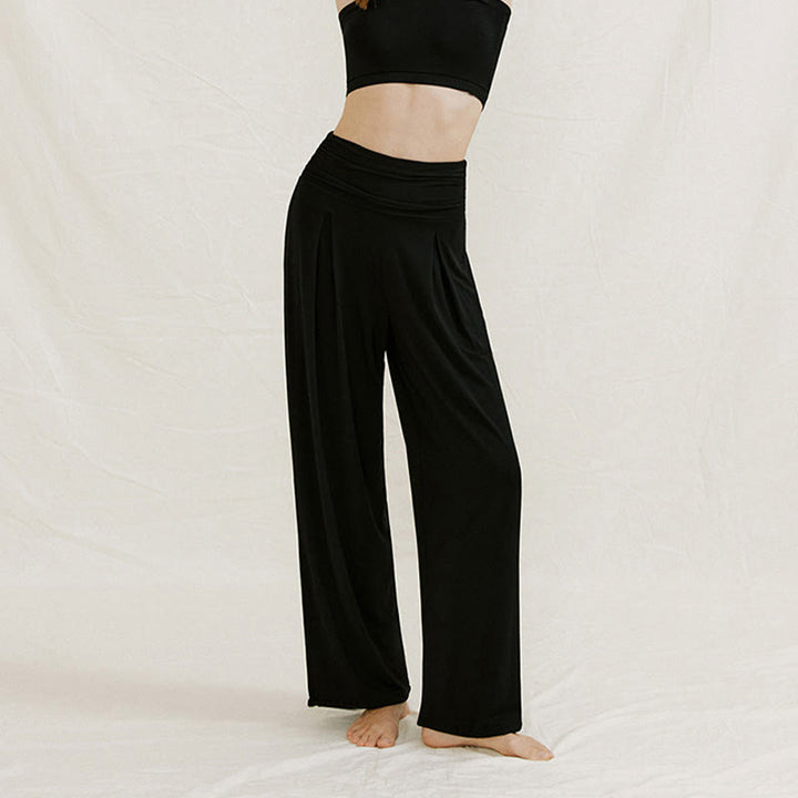 Pantalones de pierna ancha Leica para mujer, holgados, de talle alto y estilo casual con Buddha Stones - image 17